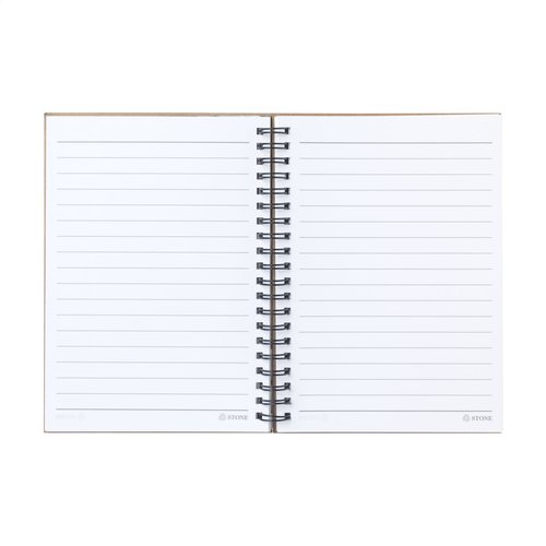 StonePaper Notebook notitieboekje 117141 met gerecyclede kartonnen kaft, 70 gelinieerde steenpapier pagina’s en wire-o-binding