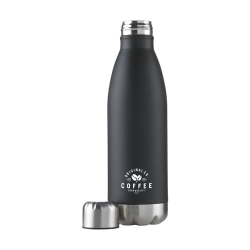 DeBle Topflask RVS waterfles 500 ml dubbelwandig en vacuüm geïsoleerd met metallic of matte finish en logo