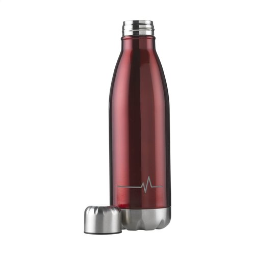 DeBle Topflask RVS waterfles 500 ml dubbelwandig en vacuüm geïsoleerd met metallic of matte finish en logo