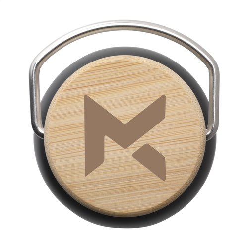 DeBle Nordvik RVS thermosfles 500 ml dubbelwandig met bamboe dop en logo, herbruikbare vacuüm geïsoleerde drinkfles