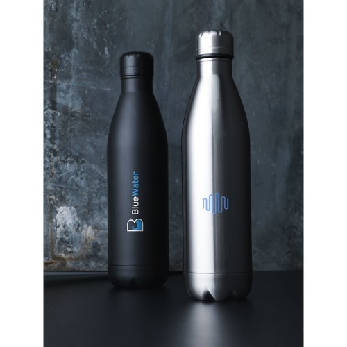 DeBle Topflask RVS thermosfles 750 ml dubbelwandig en vacuüm geïsoleerd met logo, herbruikbare lekvrije drinkfles