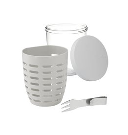 Mepal Fruit- & Veggiepot Ellipse – duurzame fruit- en groentepot met vergiet en vork, personaliseerbaar als relatiegeschenk