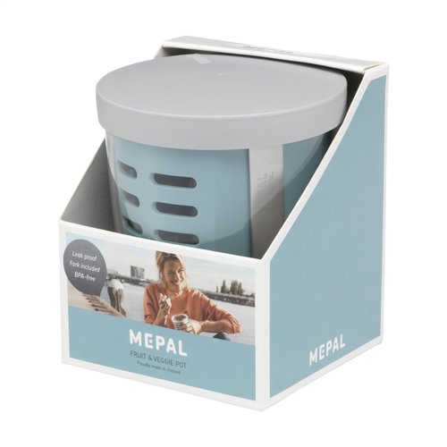 Mepal Fruit- & Veggiepot Ellipse – duurzame fruit- en groentepot met vergiet en vork, personaliseerbaar als relatiegeschenk