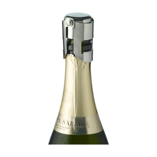 Zilverkleurige Celebrate RVS afsluitdop 263938 gegraveerd met logo