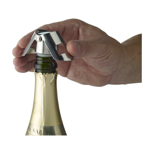 Zilverkleurige Celebrate RVS afsluitdop 263938 gegraveerd met logo