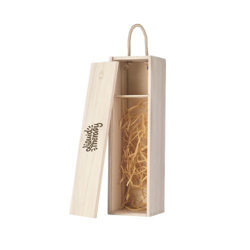 WineWood houten wijnkistje 261329 met schuifdeksel en gegraveerd logo