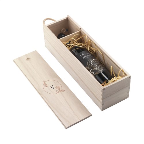 WineWood houten wijnkistje 261329 met schuifdeksel en gegraveerd logo
