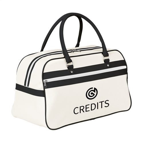 RetroSport sporttas met retrodesign bedrukt met bedrijfslogo voor sport en reizen