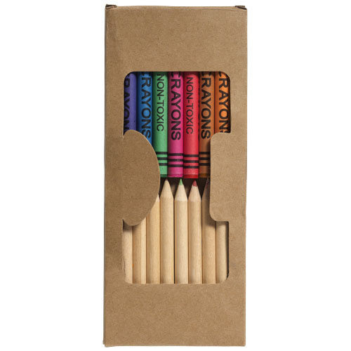 19 Delige set waskrijtjes en kleurpotloden