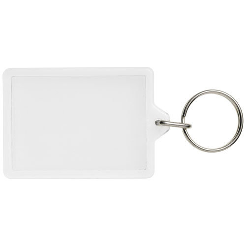 Vito rechthoekige kunststof sleutelhanger met metalen clip