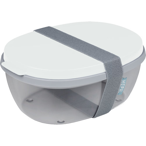 Mepal Saladbox Ellipse – duurzame saladebox met vork en dressing box, personaliseerbaar als relatiegeschenk