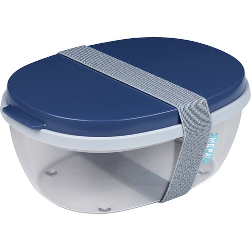 Mepal Saladbox Ellipse – duurzame saladebox met vork en dressing box, personaliseerbaar als relatiegeschenk