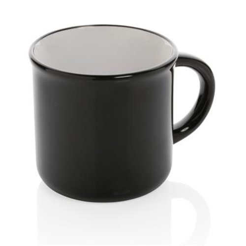 vintage keramische mok, P434.03, mok 280 ml, retro mok, keramische mok bedrukken, mok met logo, vaatwasserbestendige mok, EN12875-1 mok, koffiemok met gebogen handvat, XD Connects mok