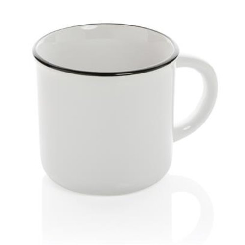 vintage keramische mok, P434.03, mok 280 ml, retro mok, keramische mok bedrukken, mok met logo, vaatwasserbestendige mok, EN12875-1 mok, koffiemok met gebogen handvat, XD Connects mok