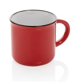 vintage keramische mok, P434.03, mok 280 ml, retro mok, keramische mok bedrukken, mok met logo, vaatwasserbestendige mok, EN12875-1 mok, koffiemok met gebogen handvat, XD Connects mok