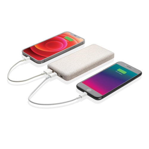 DeBle Powerbank 10.000 mAh van tarwevezel P322.299 bedrukken met logo
