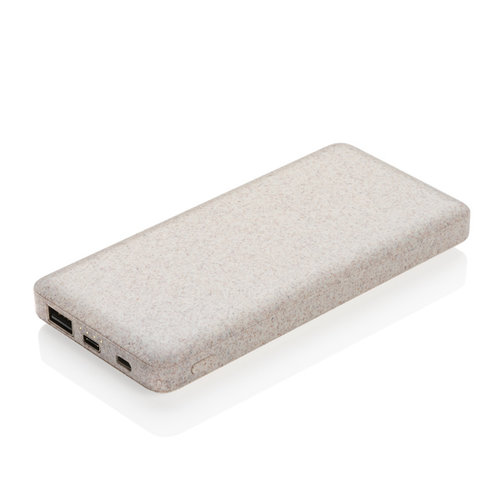 DeBle Powerbank 10.000 mAh van tarwevezel P322.299 bedrukken met logo