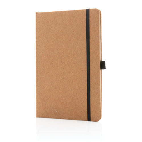 Kurk hardcover notitieboek A5 P774.249 met natuurlijke kurken omslag, 192 gelinieerde pagina's, pennenlus en elastische sluiting