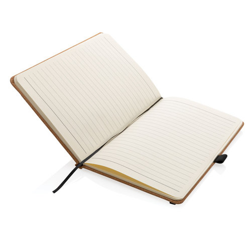 Kurk hardcover notitieboek A5 P774.249 met natuurlijke kurken omslag, 192 gelinieerde pagina's, pennenlus en elastische sluiting