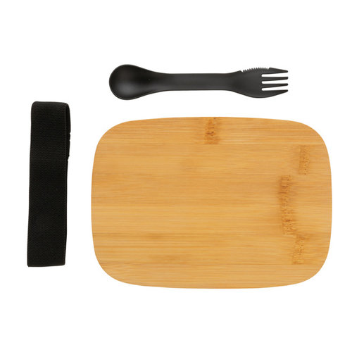 Roestvrijstalen lunchbox met bamboe deksel en spork P269.622