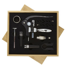 Malbick 9-delige wijnset 11314506 in bamboe geschenkbox bedrukt met logo