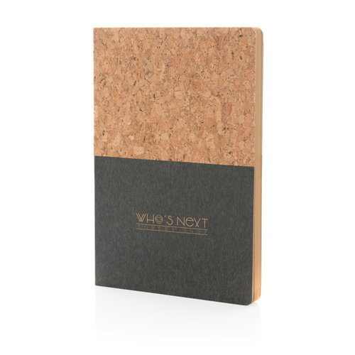 A5 kurk & kraft notitieboek P774.33 met natuurlijke kurken omslag en 160 gelinieerde pagina's van gerecycled kraftpapier