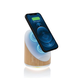 Ovatel bamboe 5W luidspreker met 15W draadloze oplader P329.449