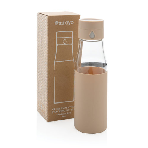 Ukiyo glazen hydratatie-trackingfles met sleeve P436.729 Ukiyo glazen hydratatie-trackingfles met sleeve P436.729