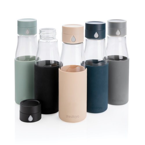 Ukiyo glazen hydratatie-trackingfles met sleeve P436.729 Ukiyo glazen hydratatie-trackingfles met sleeve P436.729