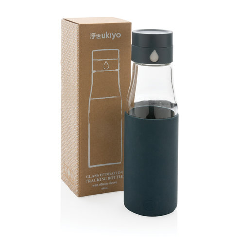 Ukiyo glazen hydratatie-trackingfles met sleeve P436.729 Ukiyo glazen hydratatie-trackingfles met sleeve P436.729