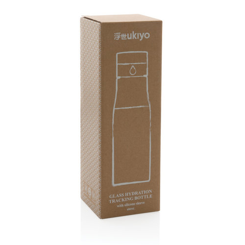 Ukiyo glazen hydratatie-trackingfles met sleeve P436.729 Ukiyo glazen hydratatie-trackingfles met sleeve P436.729