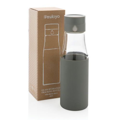 Ukiyo glazen hydratatie-trackingfles met sleeve P436.729 Ukiyo glazen hydratatie-trackingfles met sleeve P436.729