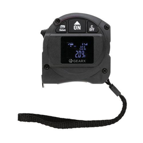 GearX, lasermeetlint, rolmaat 5 meter, laserafstandsmeter, meetlint met logo, meetgereedschap, gereedschap