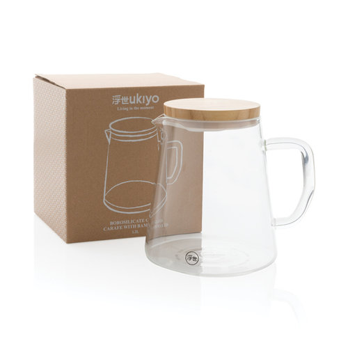 Ukiyo borosilicaatglazen karaf met bamboe deksel 1,2L P264.060 Ukiyo borosilicaatglazen karaf met bamboe deksel 1,2L P264.060