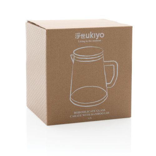 Ukiyo borosilicaatglazen karaf met bamboe deksel 1,2L P264.060 Ukiyo borosilicaatglazen karaf met bamboe deksel 1,2L P264.060