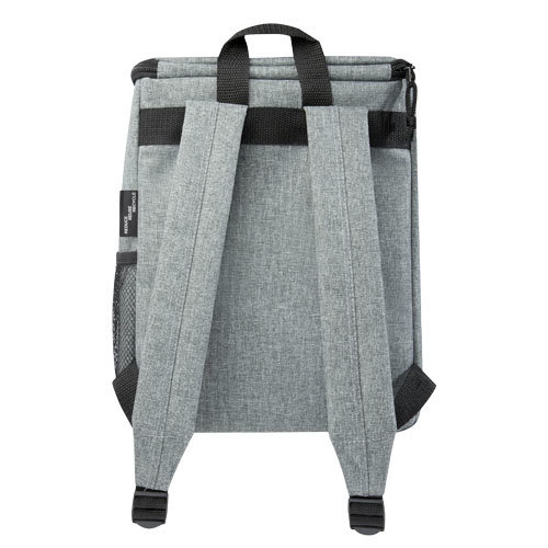 Excursion RPET koelrugzak 12061680 van gerecycled polyester met PEVA-koelvak, voorvak en mesh zijvak, bedrukt met logo