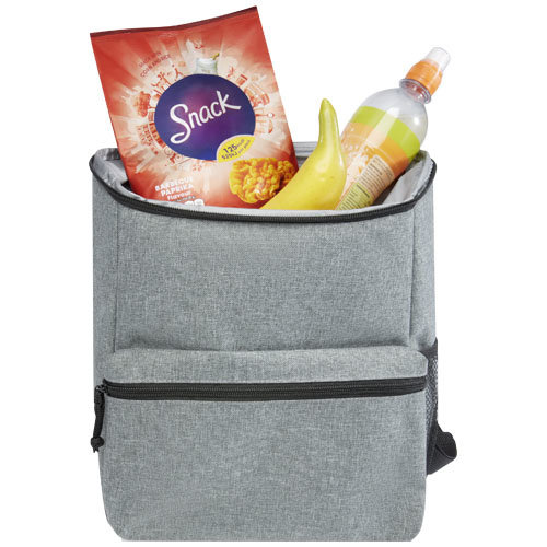 Excursion RPET koelrugzak 12061680 van gerecycled polyester met PEVA-koelvak, voorvak en mesh zijvak, bedrukt met logo