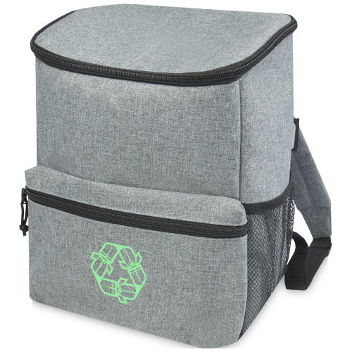 Excursion RPET koelrugzak 12061680 van gerecycled polyester met PEVA-koelvak, voorvak en mesh zijvak, bedrukt met logo