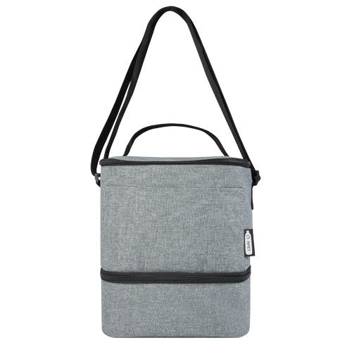 Tundra RPET lunchkoeltas 120615 van gerecycled polyester met twee geïsoleerde vakken en voorvak bedrukken met logo