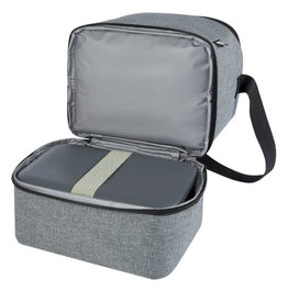 Tundra RPET lunchkoeltas 120615 van gerecycled polyester met twee geïsoleerde vakken en voorvak bedrukken met logo