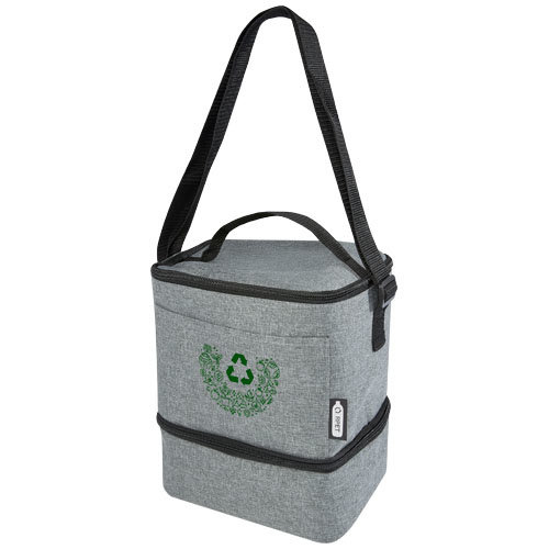 Tundra RPET lunchkoeltas 120615 van gerecycled polyester met twee geïsoleerde vakken en voorvak bedrukken met logo