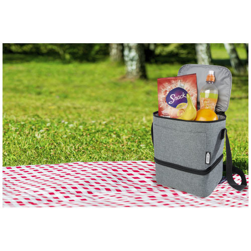 Tundra RPET lunchkoeltas 120615 van gerecycled polyester met twee geïsoleerde vakken en voorvak bedrukken met logo