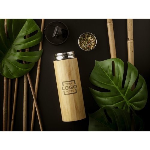 DéBlé Sakura 360 ml bamboe thermosfles/thermosbeker bedrukken met logo