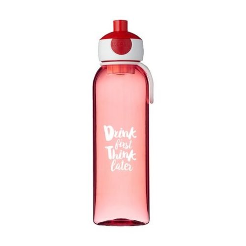 Mepal Waterfles Campus 500 ml – transparante drinkfles met pop-up dop en draaglus, personaliseerbaar als relatiegeschenk