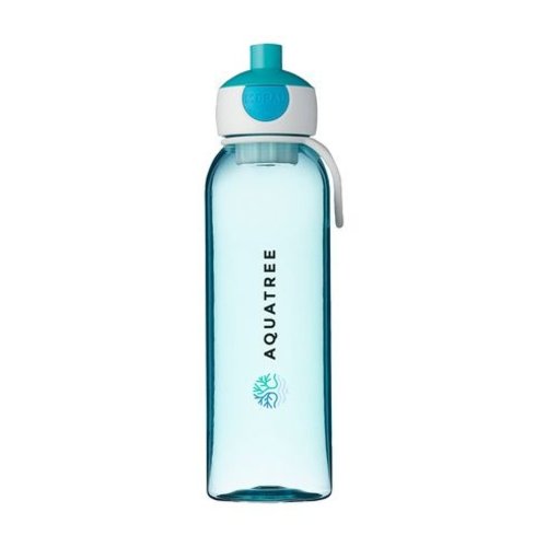 Mepal Waterfles Campus 500 ml – transparante drinkfles met pop-up dop en draaglus, personaliseerbaar als relatiegeschenk