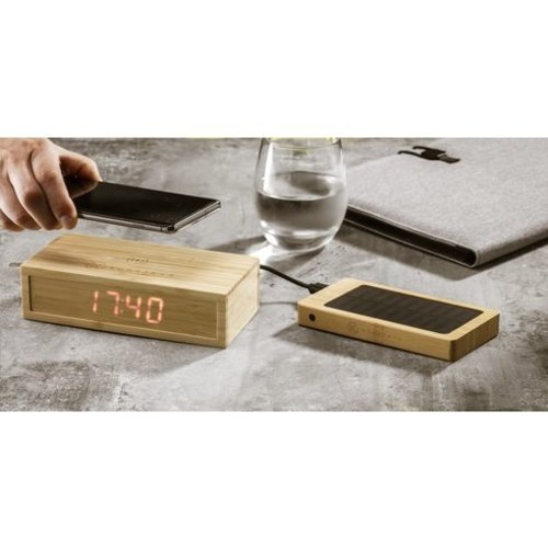 Bamboo Alarm Clock with Wireless Charger oplader 6892