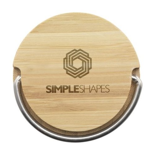 DeBle Nara Tea Bottle 300 ml dubbelwandige glazen drinkfles met RVS infuser en bamboe dop, theefles met logo