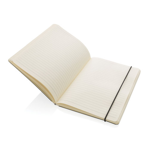A5 FSC deluxe hardcover notitieboek P774.34 met pennenlus, opbergvak en 160 crèmekleurige gelinieerde pagina's