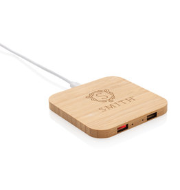 Bamboe 5W draadloze oplader met USB P308.149