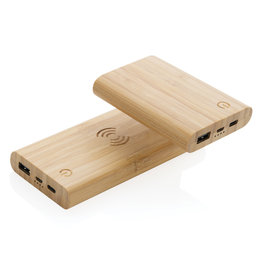 DeBle FSC® Bamboe Draadloze Powerbank 8.000 mAh P322.359 bedrukken met logo